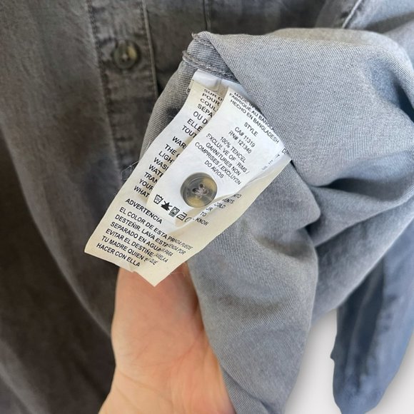 Garage Distressed Gray Long Sleeve Collared Button Shirt | L - Picture 5 of 5